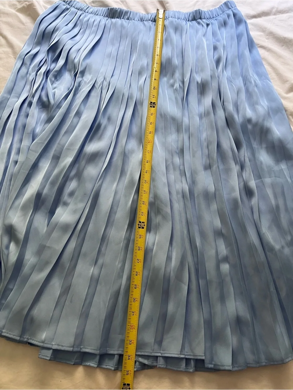 A New Day Pleated Satin Midi Skirt Sky Blue Plus Size 1X